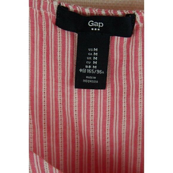 Gap Womens Top Tank Cami Medium striped ruffle cotton Pink - Picture 3 of 3